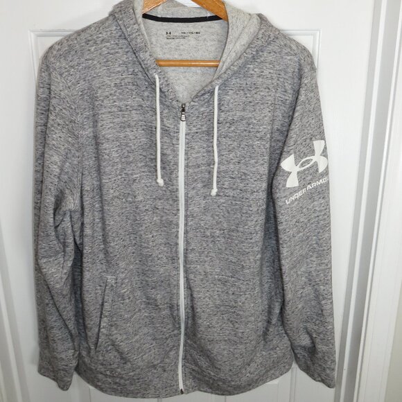 Under Armour Men's Rival Terry Full Zip Hoodie Heather Gray XXL-Loose Fit - Picture 1 of 5